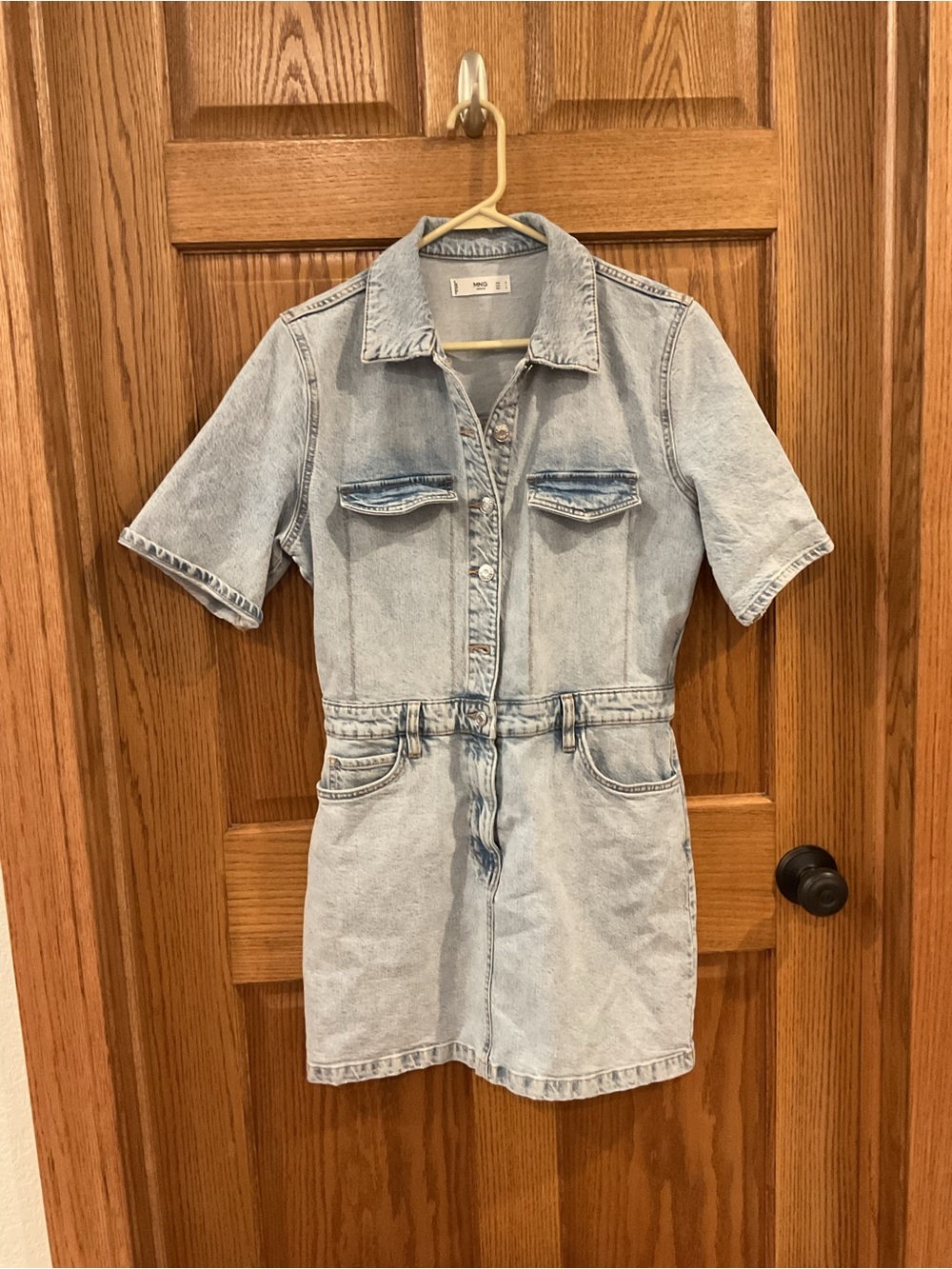 MNG Denim Light Wash Denim Shirt Dress – Size M